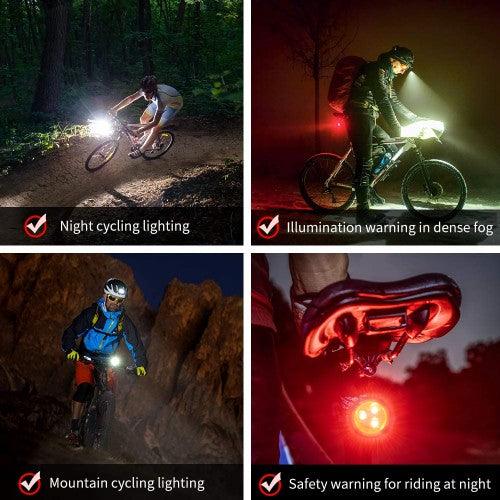 2PCS LED Bike Light Set, Front Headlight and Rear Bicycle Tail Light with 4 Light Modes, IPX4 Water Resistant, USB Charging - Toytexx 2PCS LED Bike Light Set, Front Headlight and Rear Bicycle Tail Light with 4 Light Modes, IPX4 Water Resistant, USB Charging - Toytexx